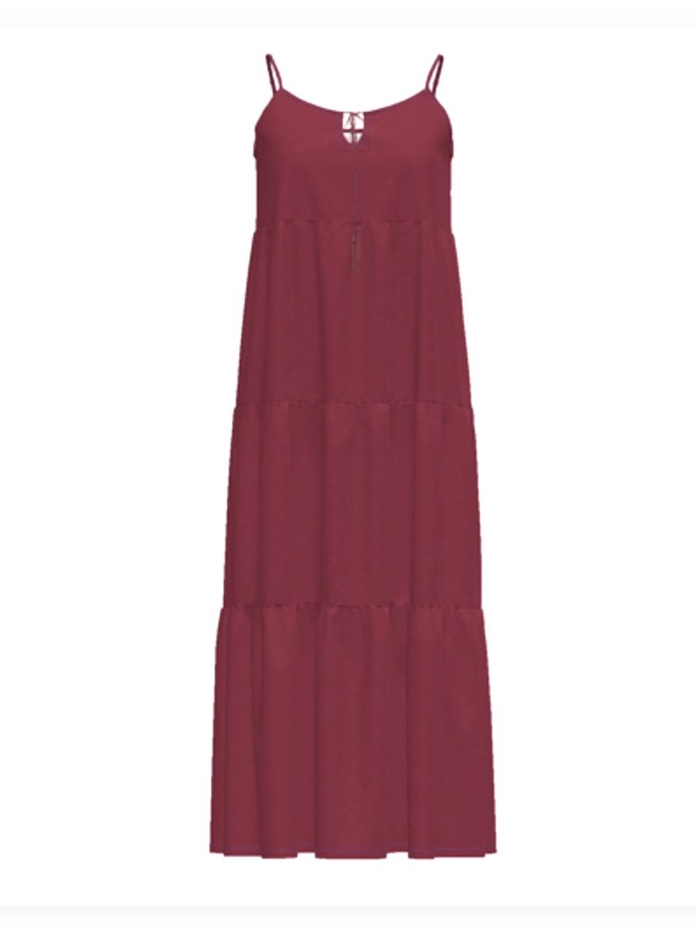 NWOT LuLaRoe Carina Burgundy Tiered Maxi Dress with Spaghetti Straps